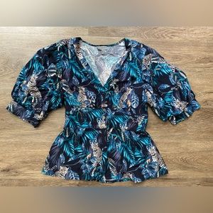 Anthropologie Conditions Apply Jungle Printed Peplum Top